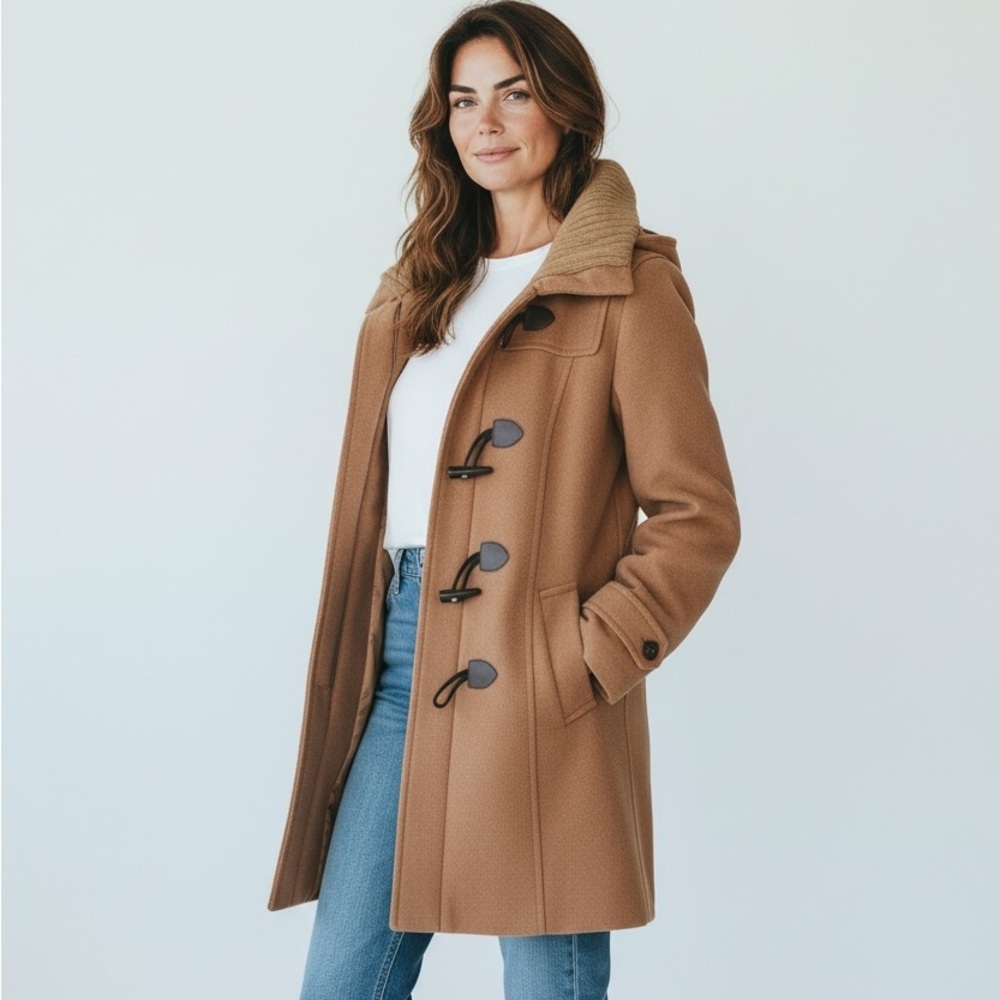 COLE HAAN ladies, long sleeve winter coat with hood, zip front size 10